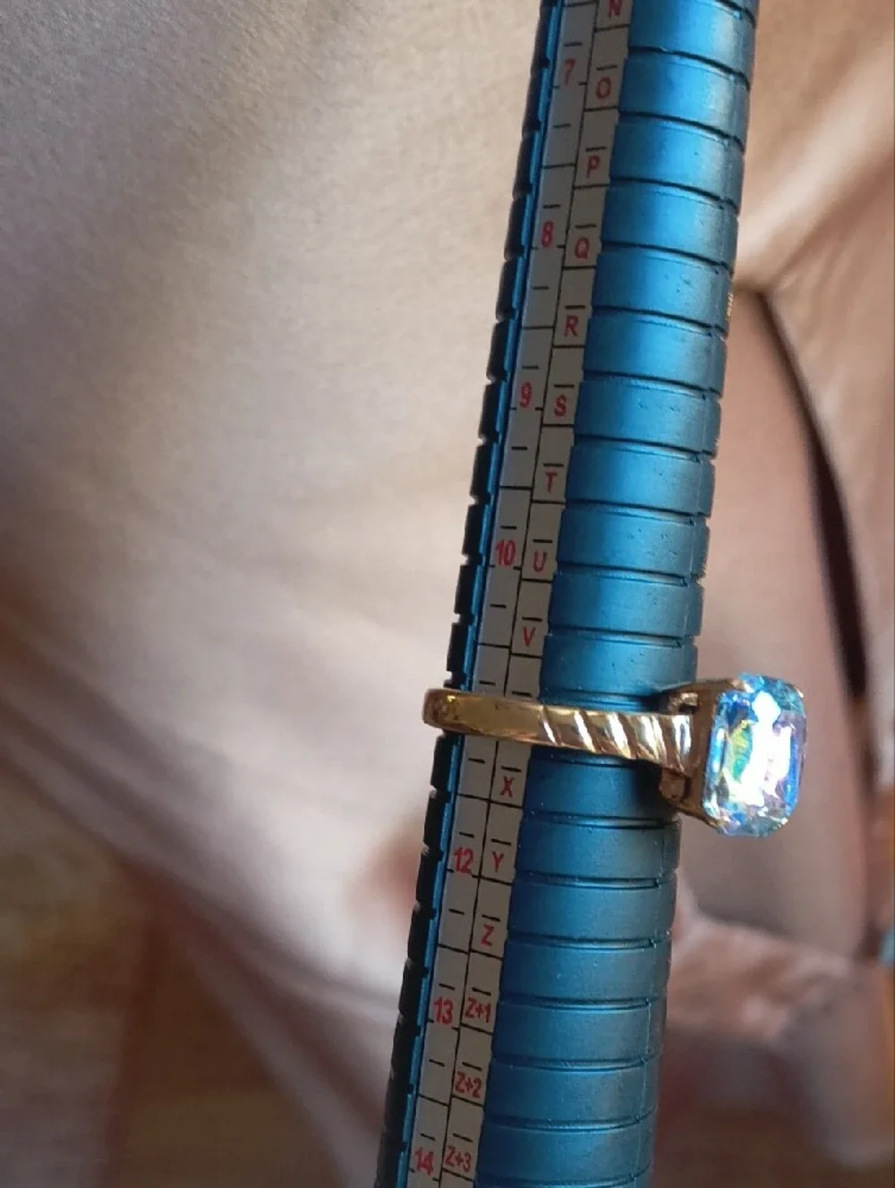 Gold-Tone Ring with Iridescent Square Crystal - Women Jewelry